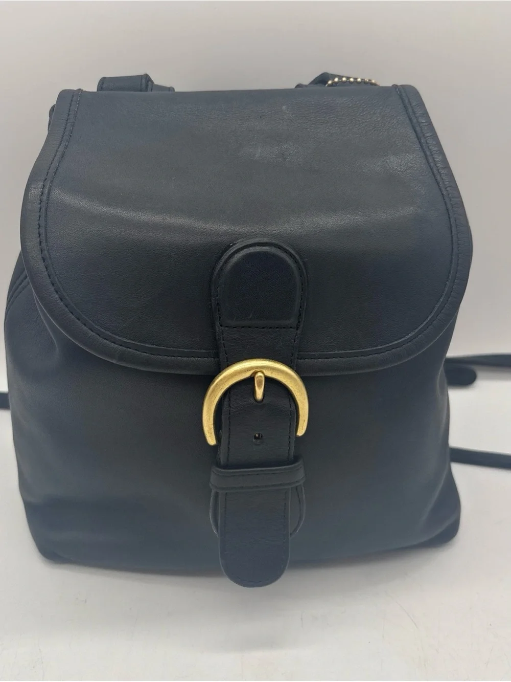 Vtg Coach Bantam Convertible Black Leather Mini Bag Backpack Gold Buckle  4152